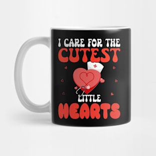 Nursing Valentines Day I Care For Cutest Little Hearts Mug